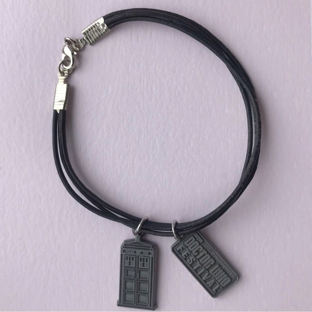 Black Leather Doctor Who Bracelet